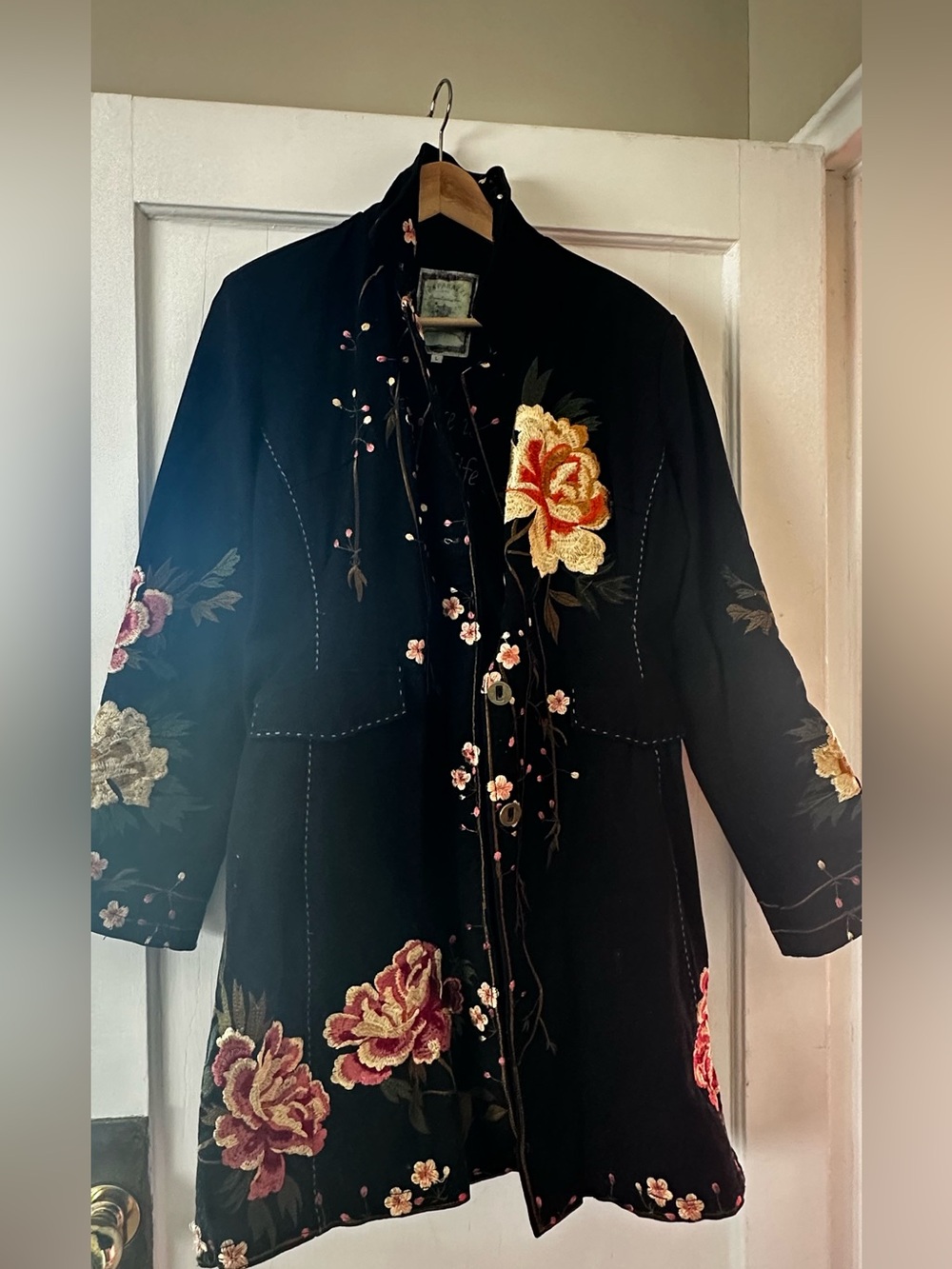 Paparazzi by Biz  Black Embroidered Floral coat. No holes, rips or tears.